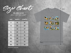 Gildan 5000 Heavy Cotton T-Shirt size chart with beagle illustrations and measurements in inches.