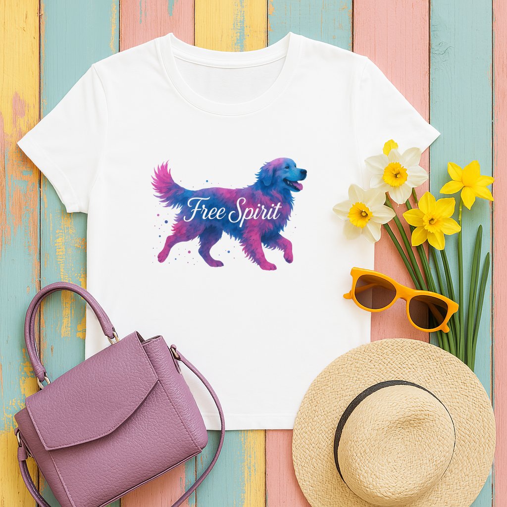 Free Spirit Colorful Dog Graphic Tee Shirt product type