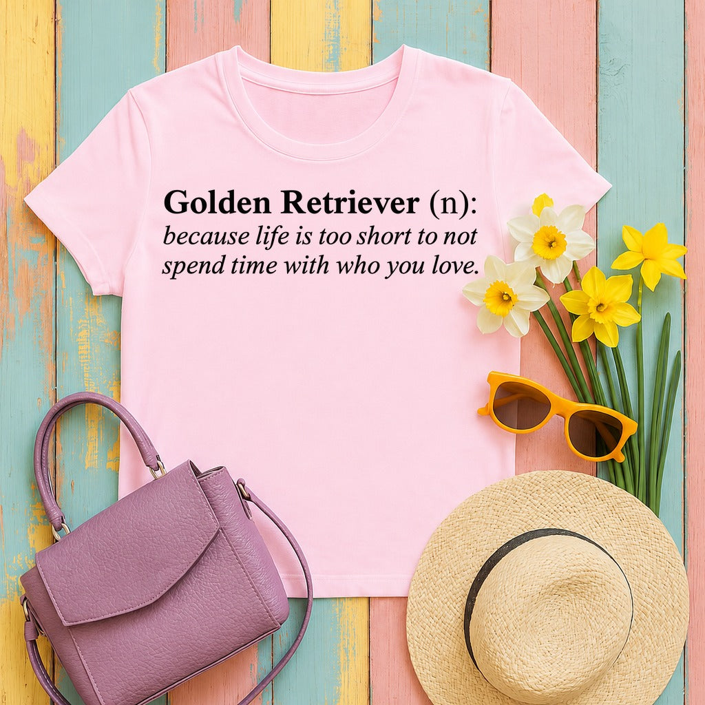 Golden Retriever Definition T-Shirt in Light Pink