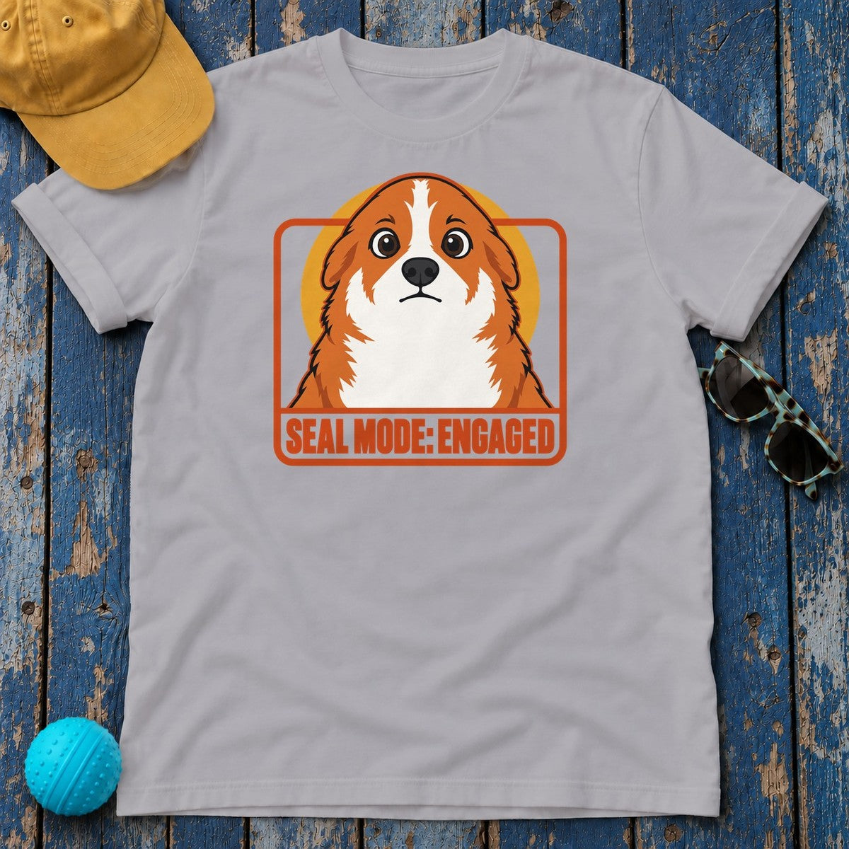 Seal Mode Engaged Dog T-Shirt — Athletic Heather