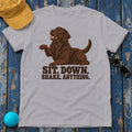 Sit Down Shake Anything Chocolate Lab T-Shirt in Athletic Heather