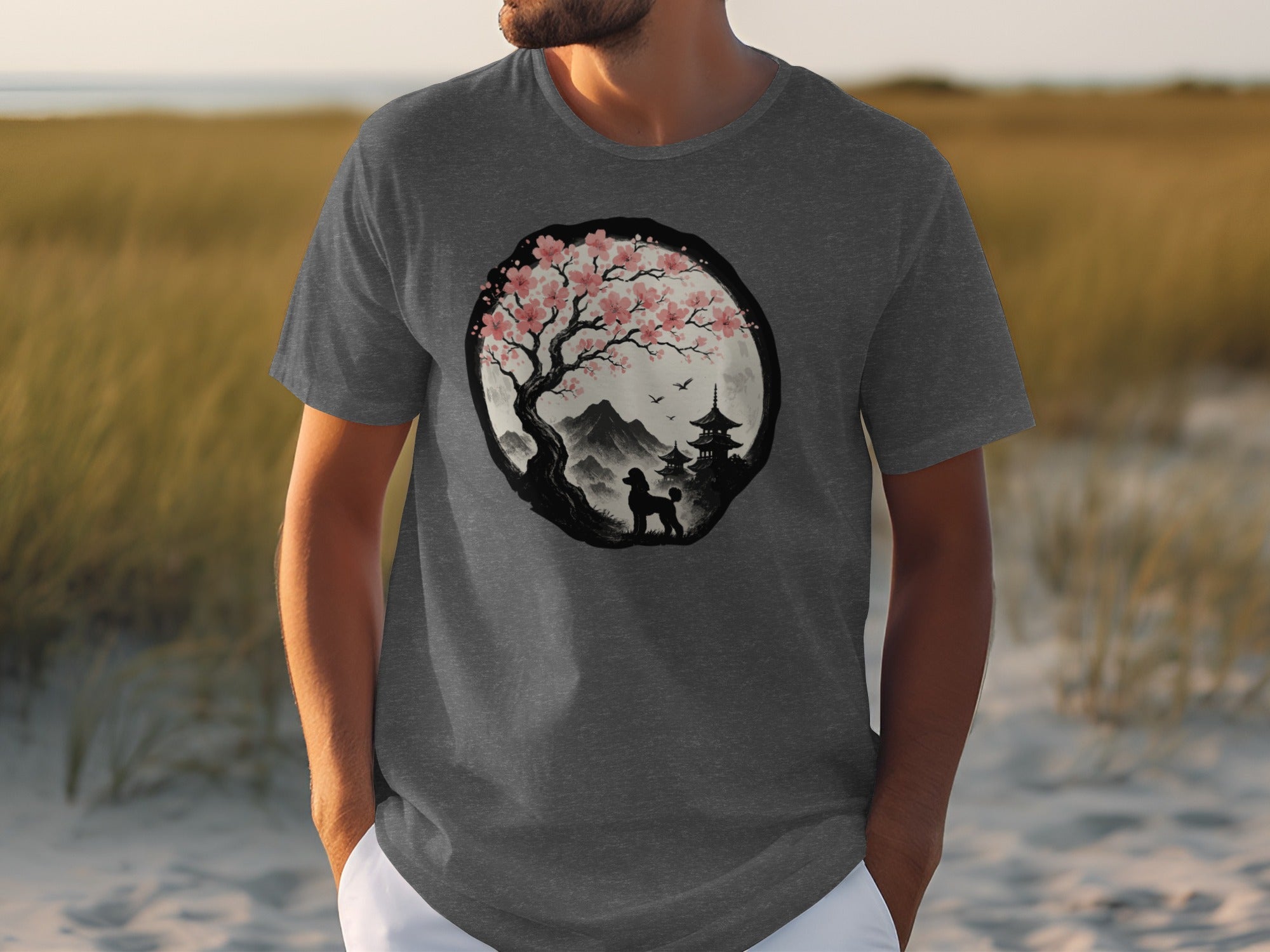 Japanese Cherry Blossom and Pagoda Art Shirt