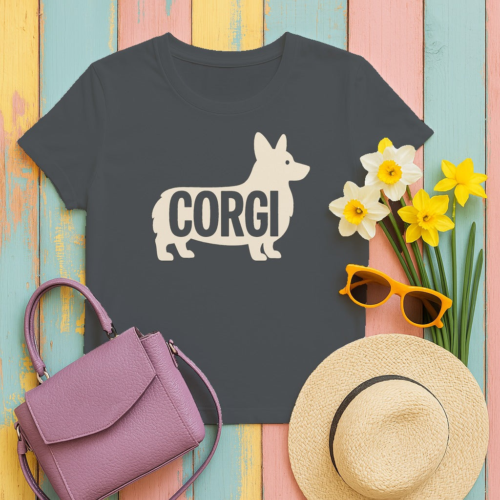 Artful Corgi Silhouette Premium T-Shirt in Charcoal