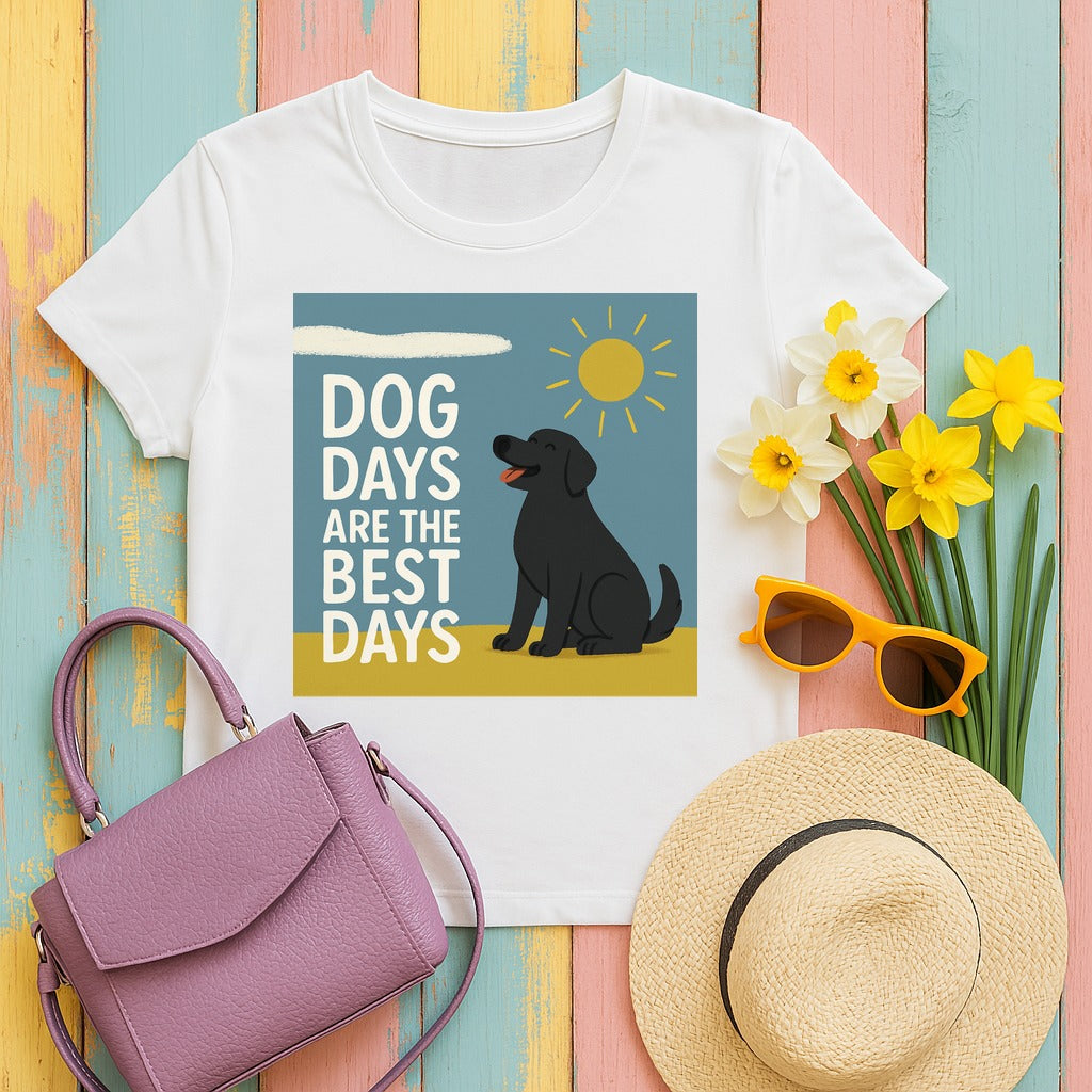 Dog Days Happy Black Lab T-Shirt in White