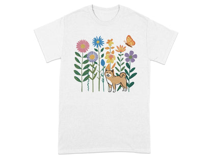Shiba Inu Surrounded by Flowers T-shirt product type