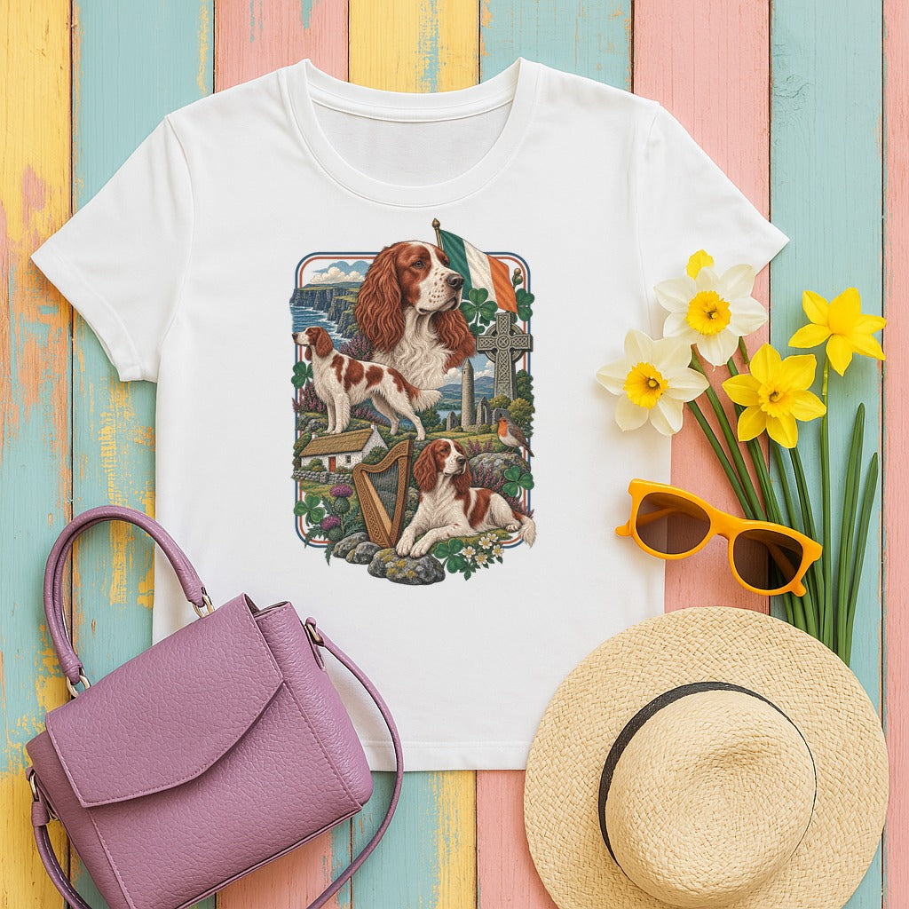 Irish Red and White Setter Ireland Heritage tee, White