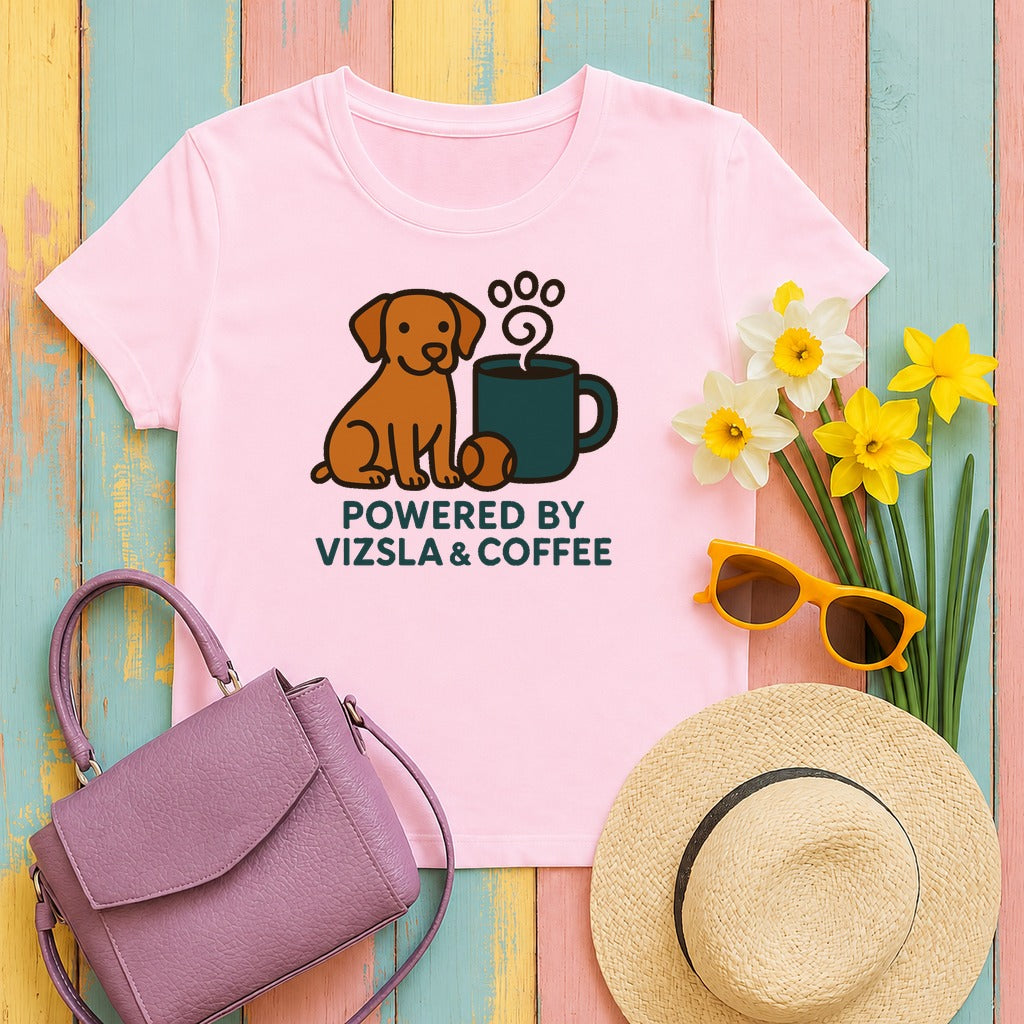 The Vizsla & Coffee Energy Blend T-Shirt in Light Pink