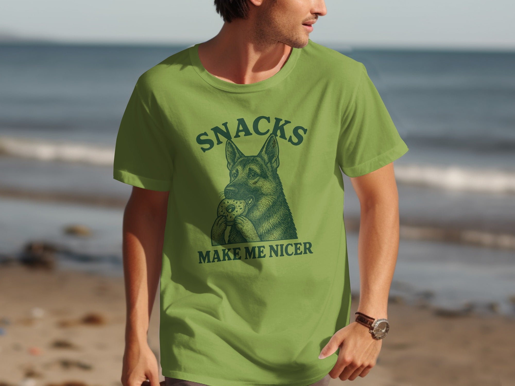 Funny Dog Snacks Make Me Nicer Graphic Tee