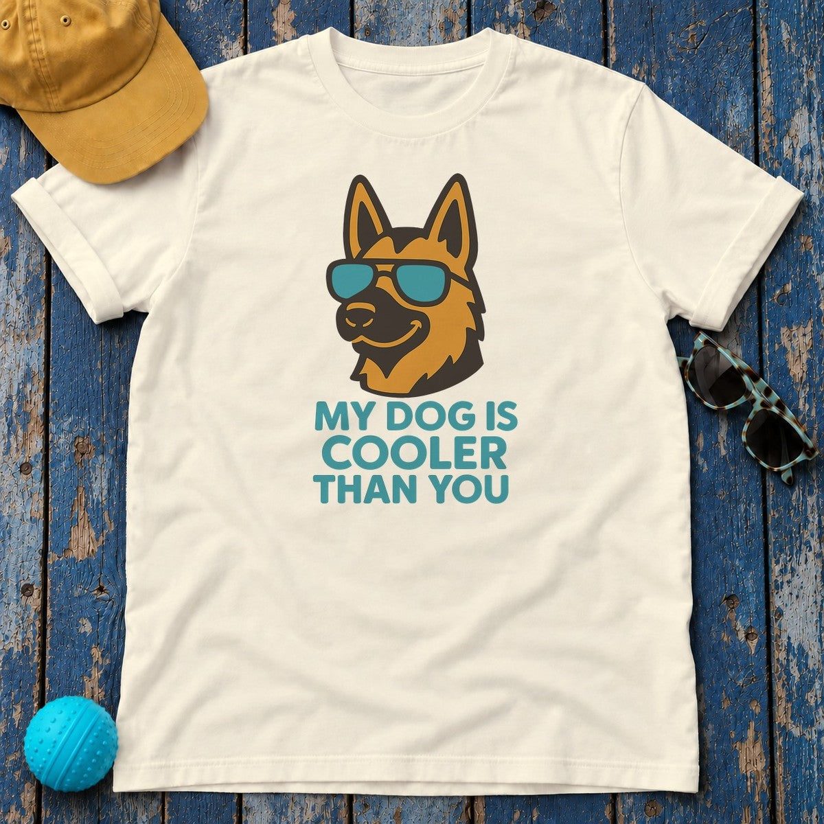 My Dog Is Cooler Than You German Shepherd Lover T-Shirt in Natural