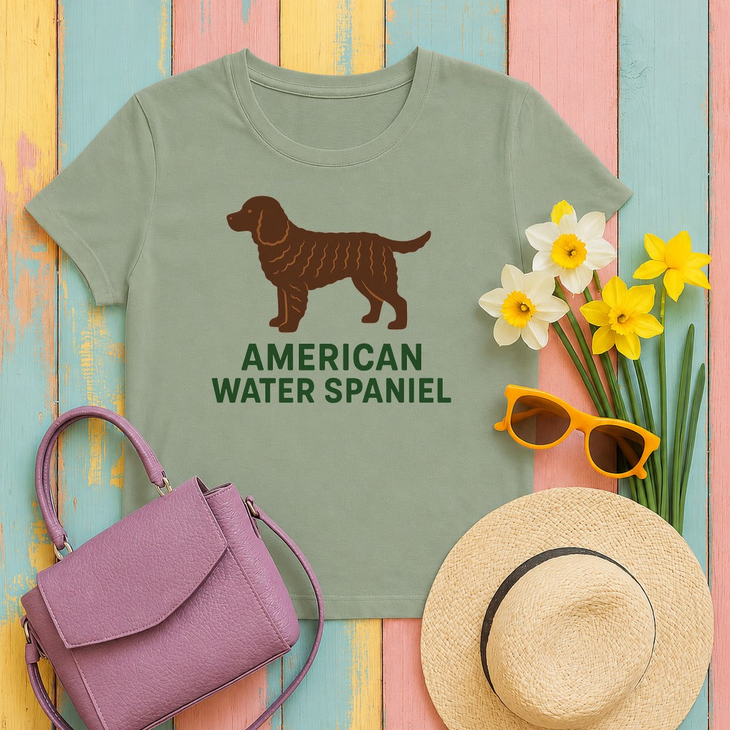 American Water Spaniel Silhouette Tee in Sage