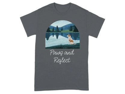 Dog Lake View Landscape Art Nature Lover Graphic T-Shirt T-shirt