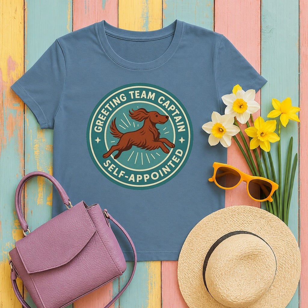 Irish Setter Greeting Team Captain T-shirt in Steel Blue