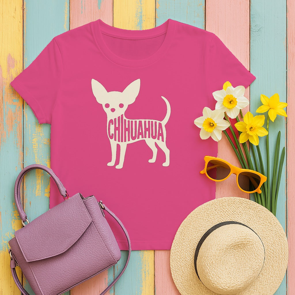 The Chihuahua Silhouette T-Shirt in Heliconia