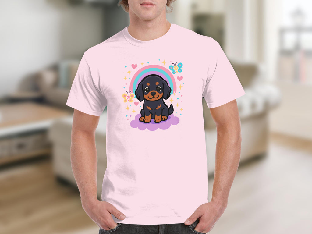 Cute Rottweiler Puppy with Rainbow and Hearts Shirt