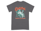 Dog in deck chair with drink, "Chill Out" and "Zoomies Are Inevitable" text.
