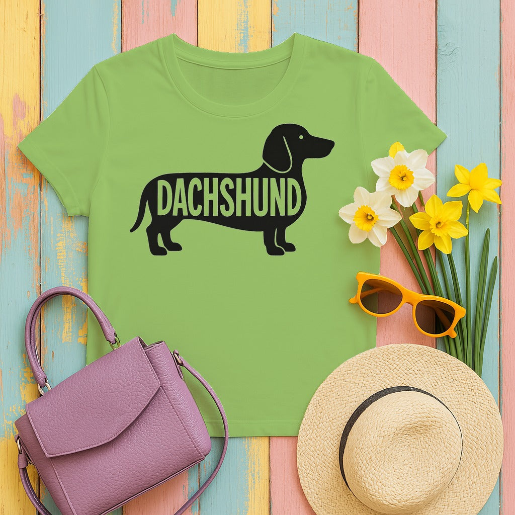 The Dachshund Icon Graphic T-Shirt in Lime