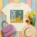 Happy Yellow Lab Days Illustrated T-Shirt in Natural