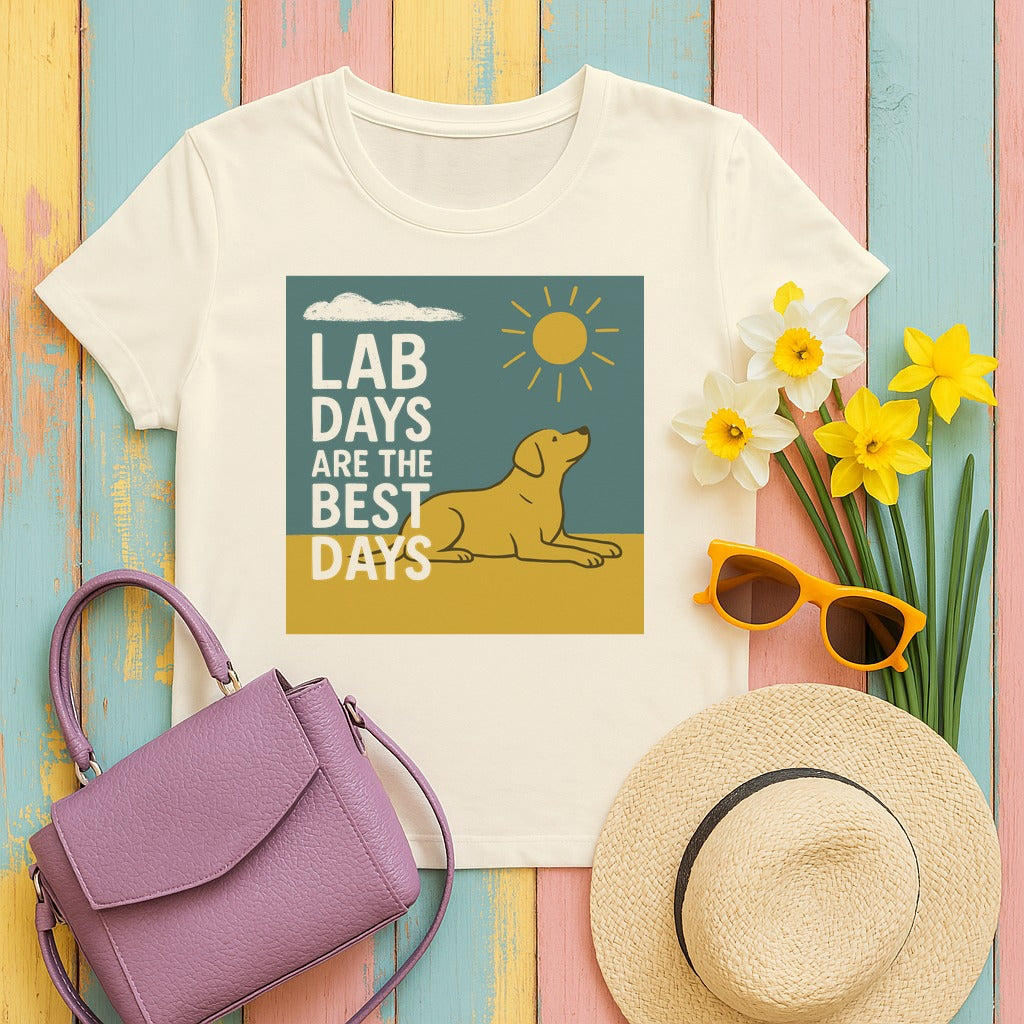 Happy Yellow Lab Days Illustrated T-Shirt in Natural