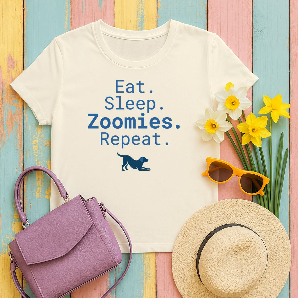 Zoomies Life: Playful Pup Graphic T-Shirt in Natural
