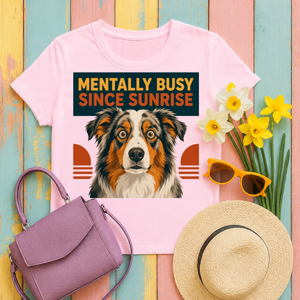 The Mentally Busy Aussie T-Shirt in Light Pink