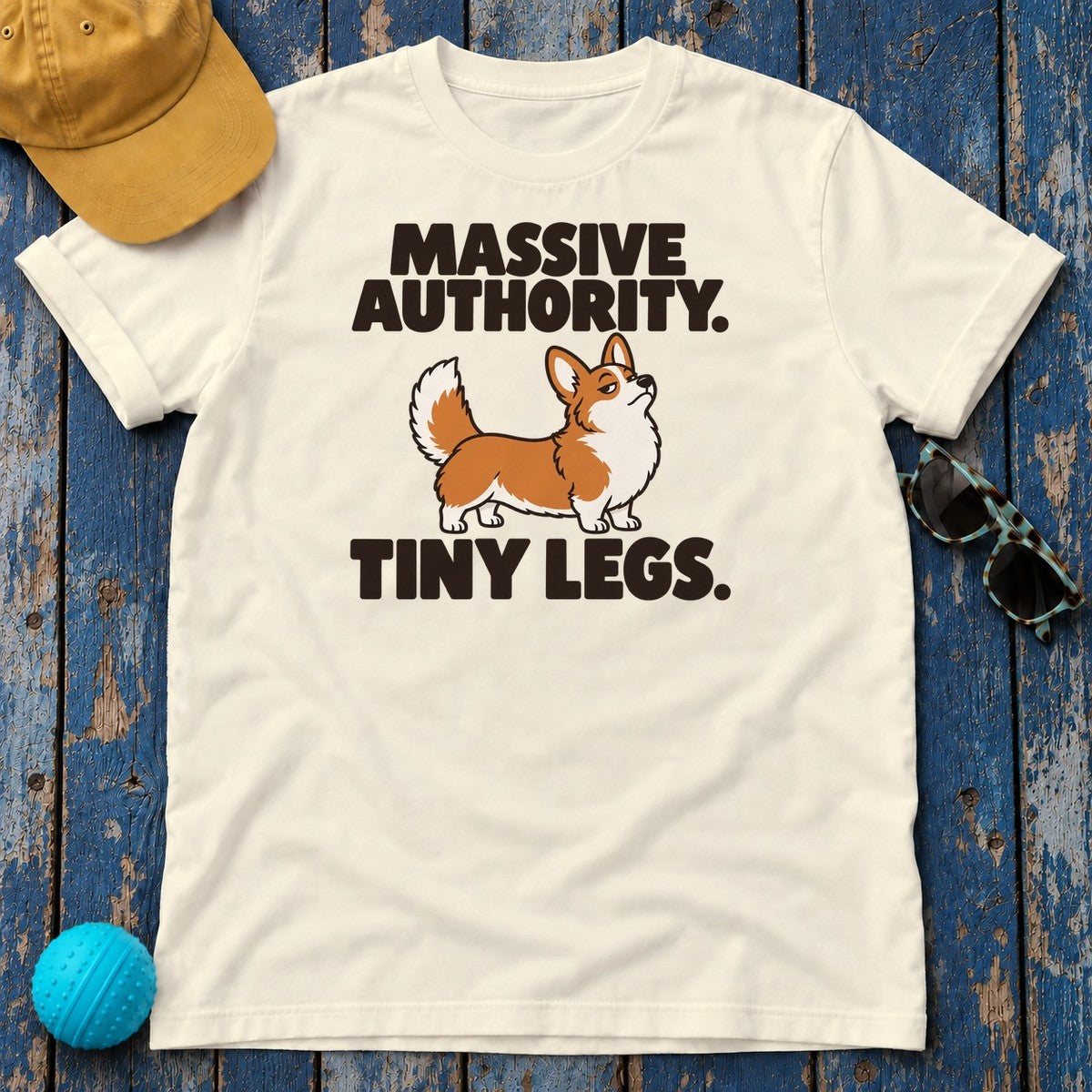 Massive Authority Tiny Legs Corgi T-Shirt — Natural