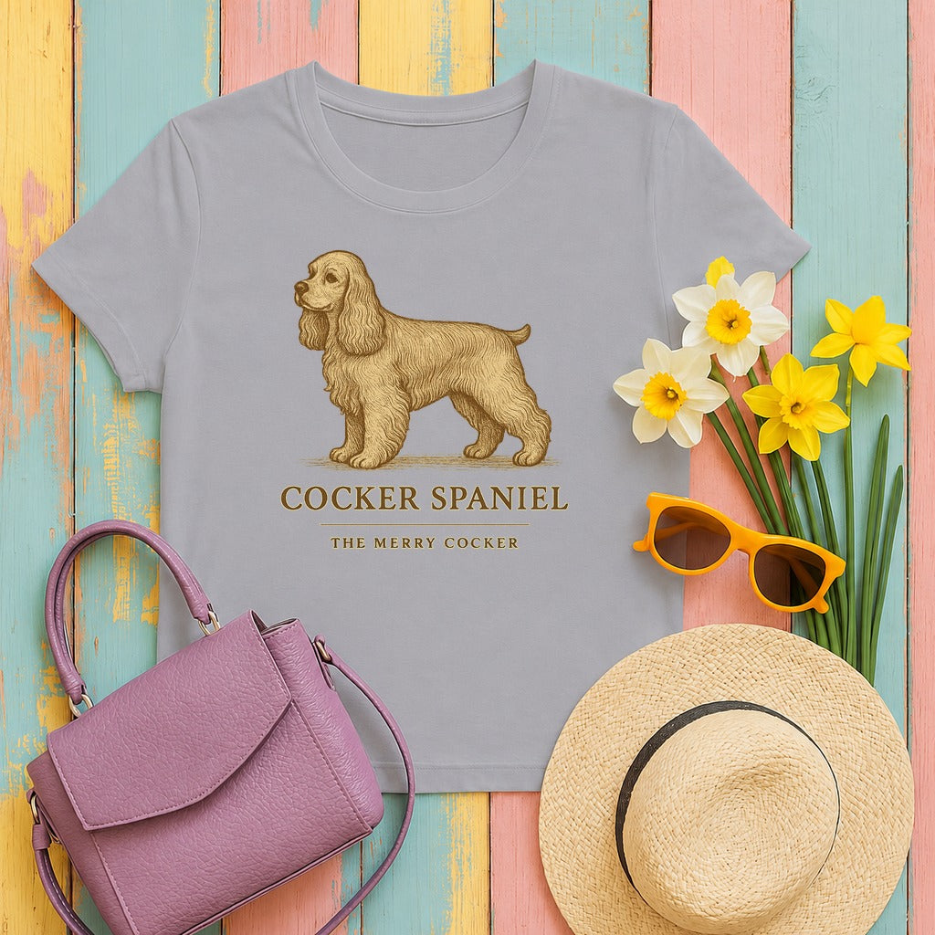 Cocker Spaniel Field Guide Tee in Athletic Heather