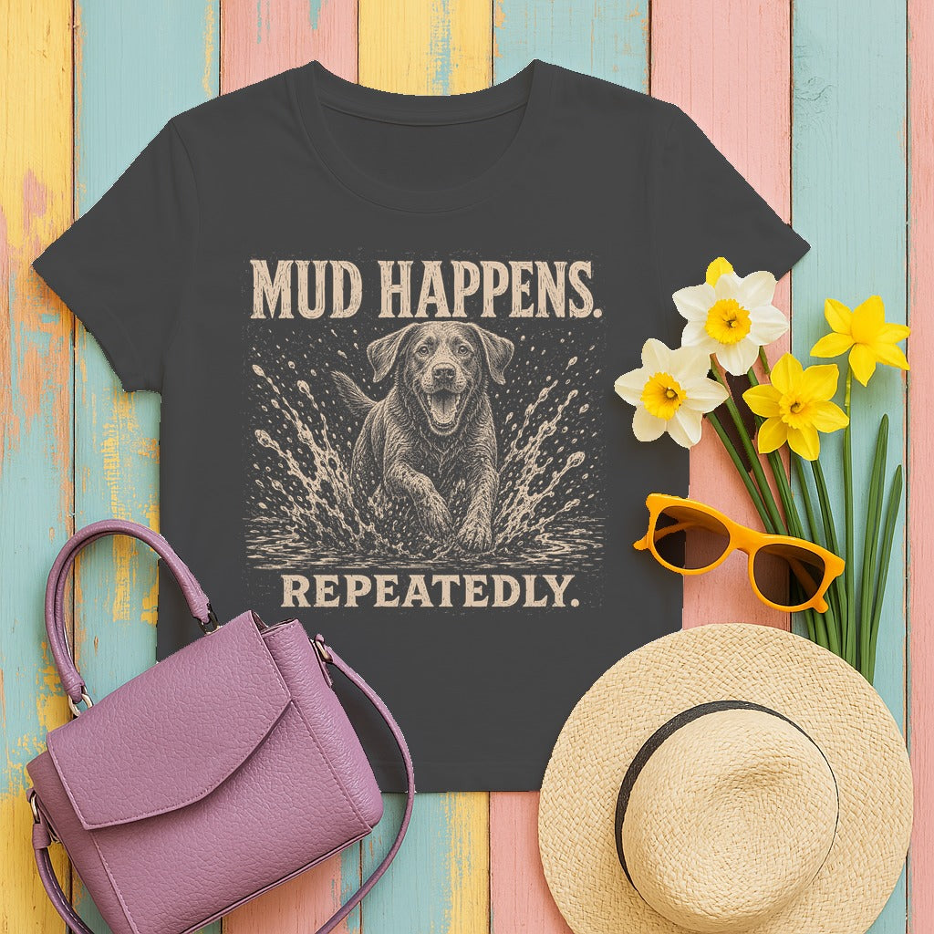 Mud Happens Labrador T-Shirt in Dark Heather