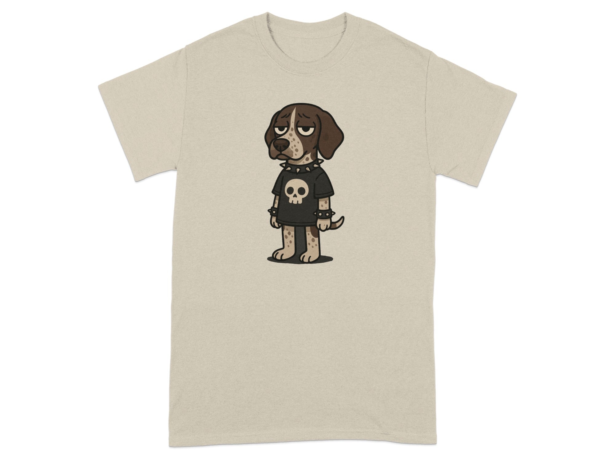 Grumpy Dog in Skull Shirt Illustration T-shirt