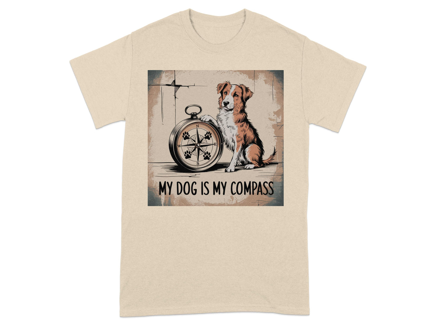My Dog is My Compass Graphic Beige T-Shirt product type