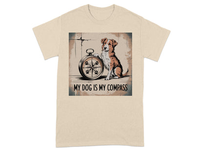 My Dog is My Compass Graphic Beige T-Shirt product type