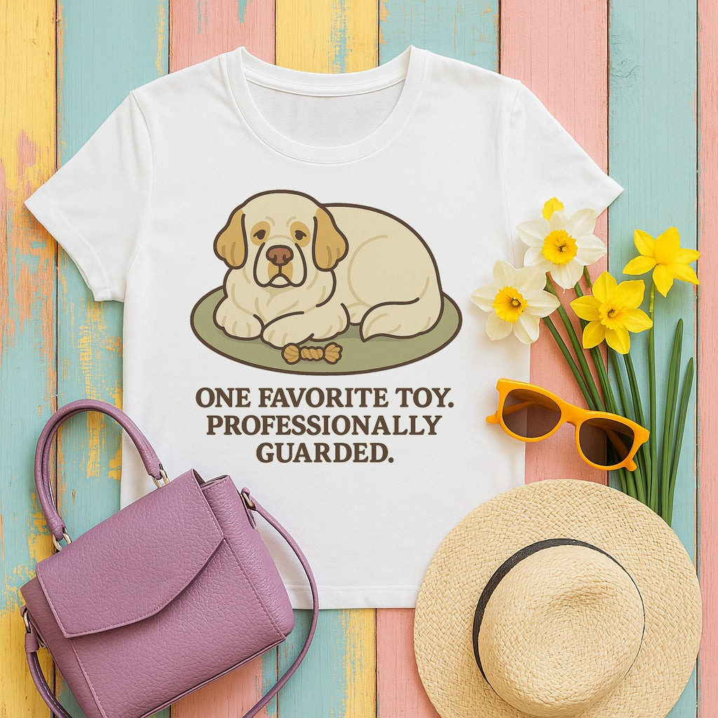 clumber spaniel toy-curator tee flat lay hero