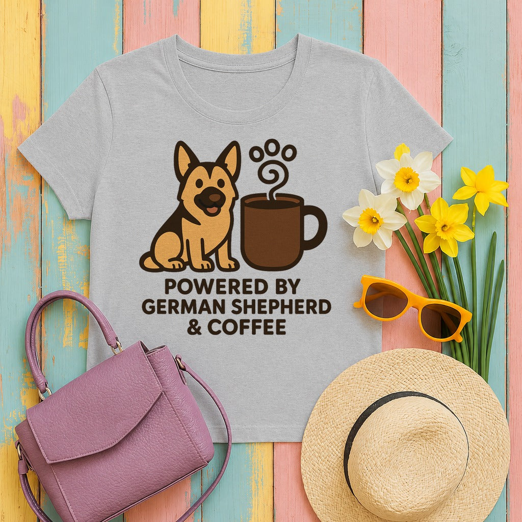 German Shepherd Coffee Power T-Shirt in Sport Grey