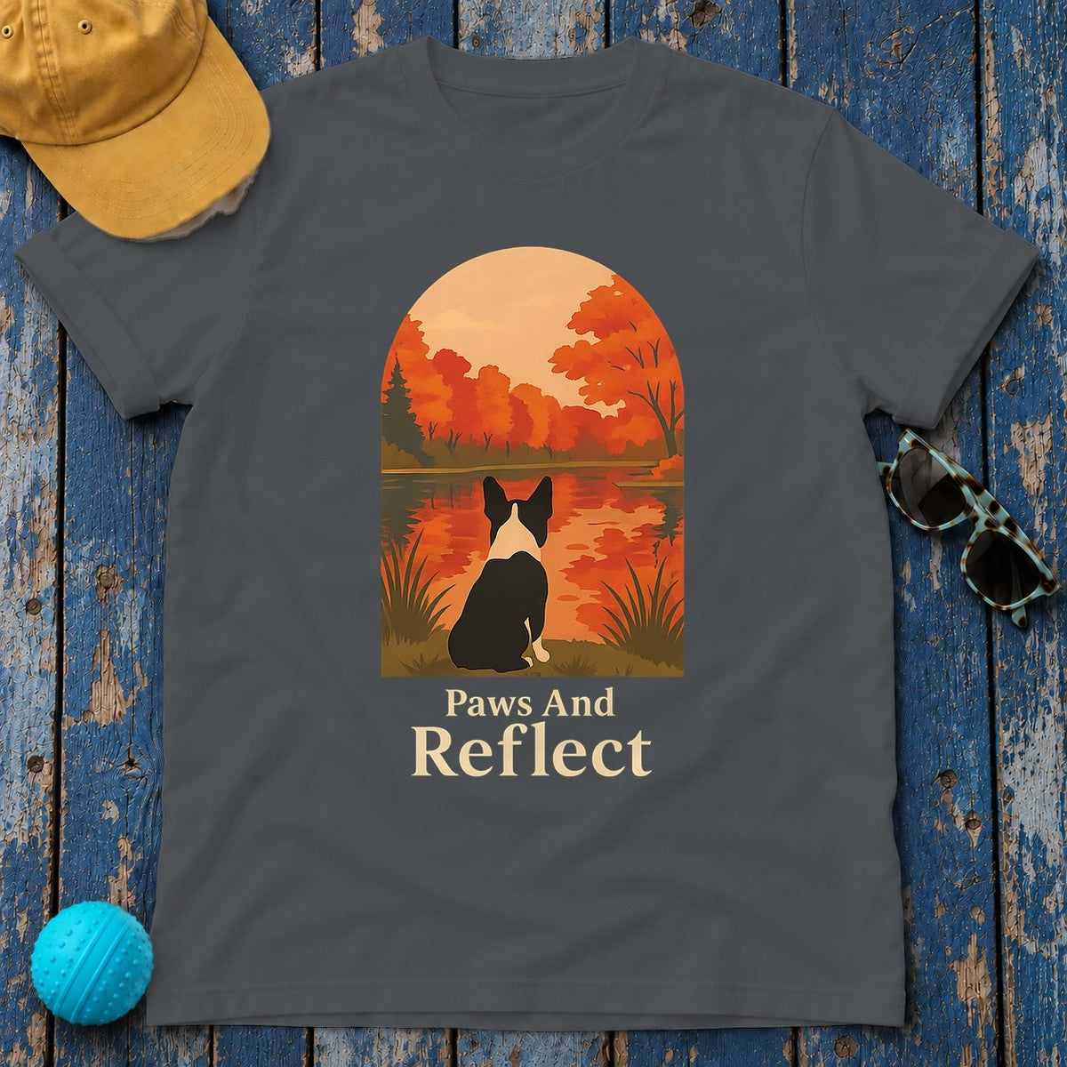 Paws & Reflect Boston Terrier T-Shirt in Charcoal