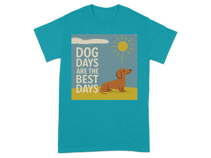 Dog Days Are The Best Days Dachshund T-Shirt Tropical Blue T-shirt