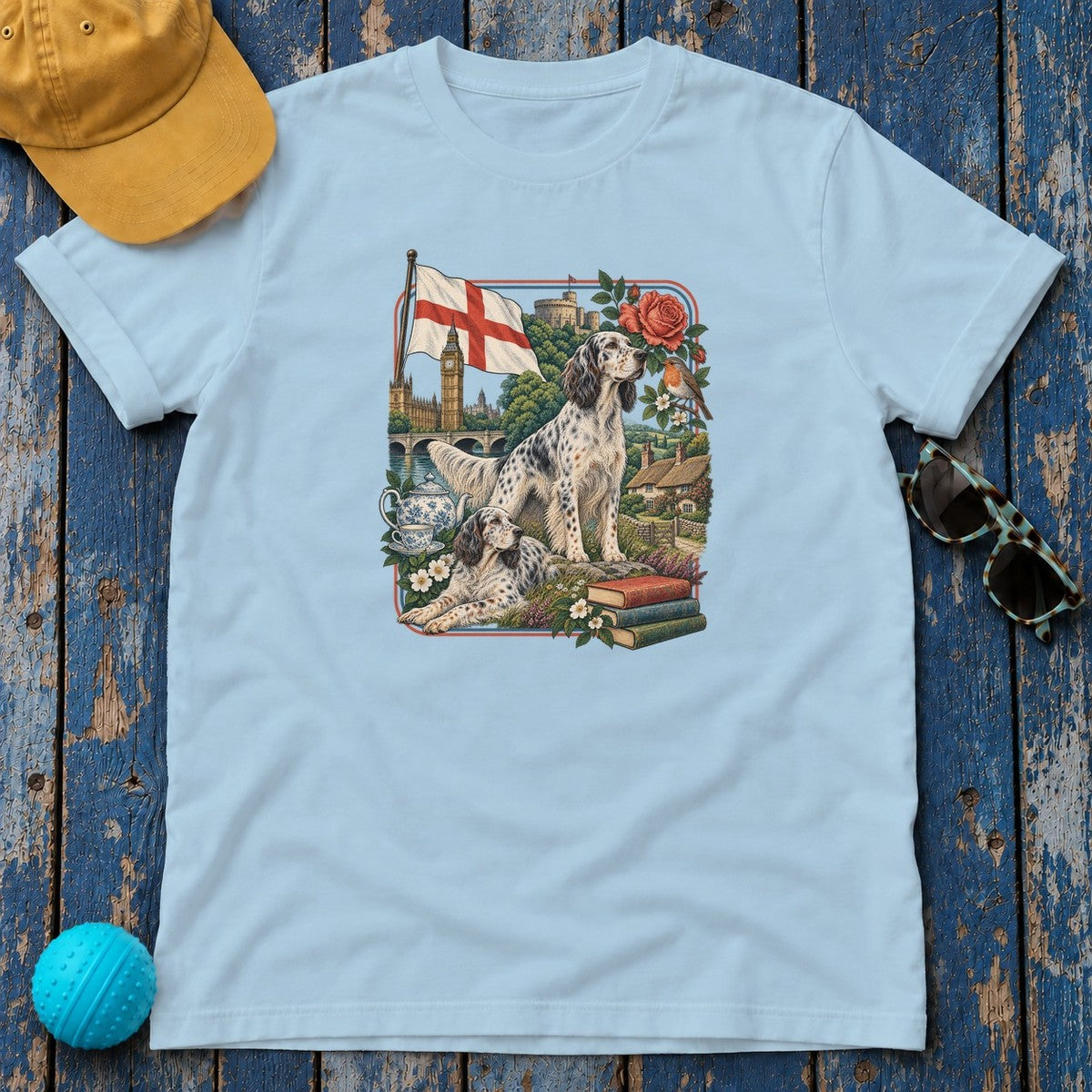 English Setter England Heritage T-Shirt in Light Blue