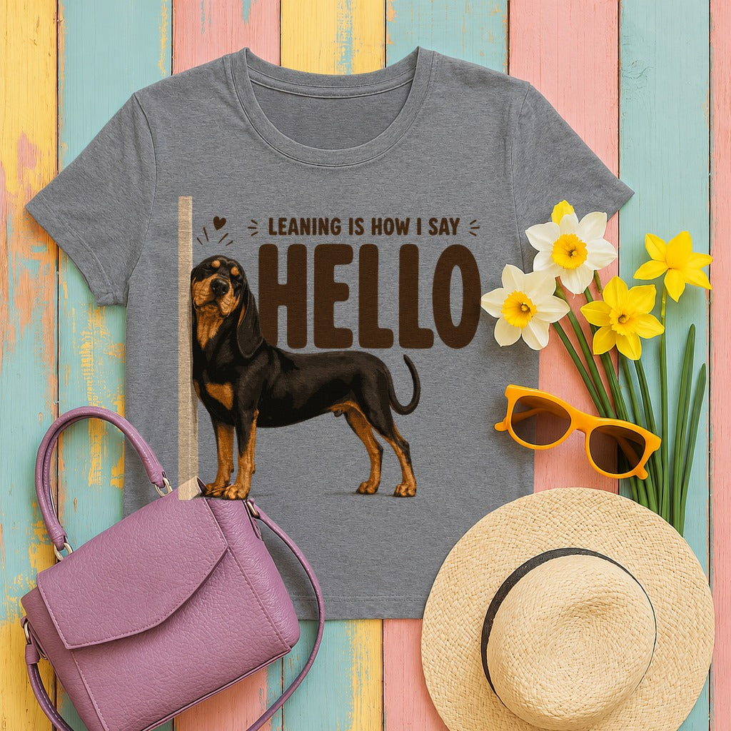 Leaning Hello Coonhound T-Shirt in Graphite Heather