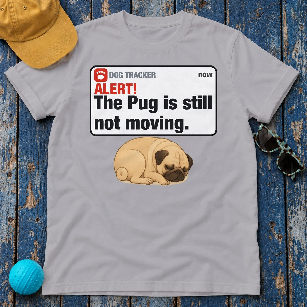 Pug Alert Still Not Moving Tee in Athletic Heather