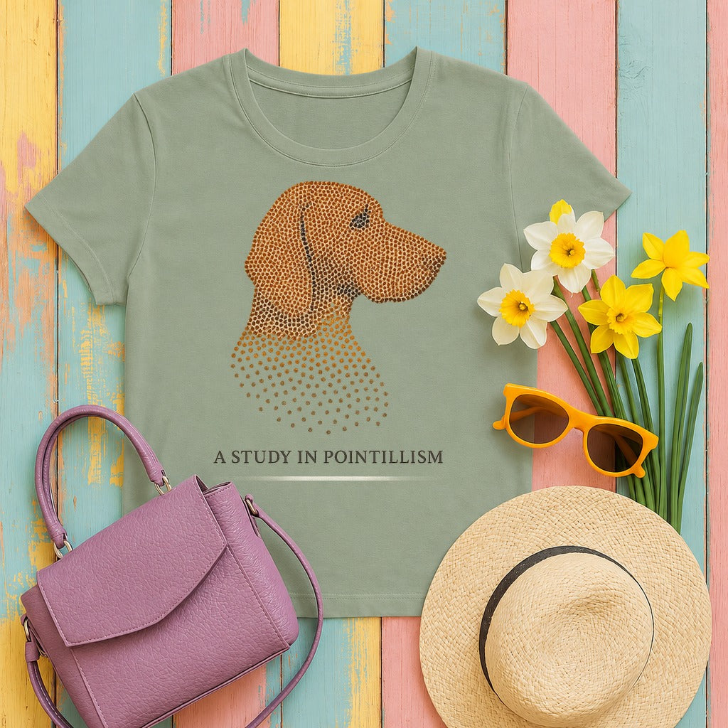 German Shorthaired Pointer A Study in Pointillism T-shirt in Sage