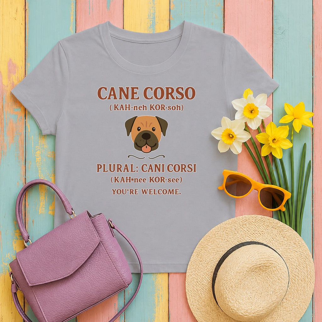 Cane Corso Cani Corsi Pronunciation Tee in Athletic Heather