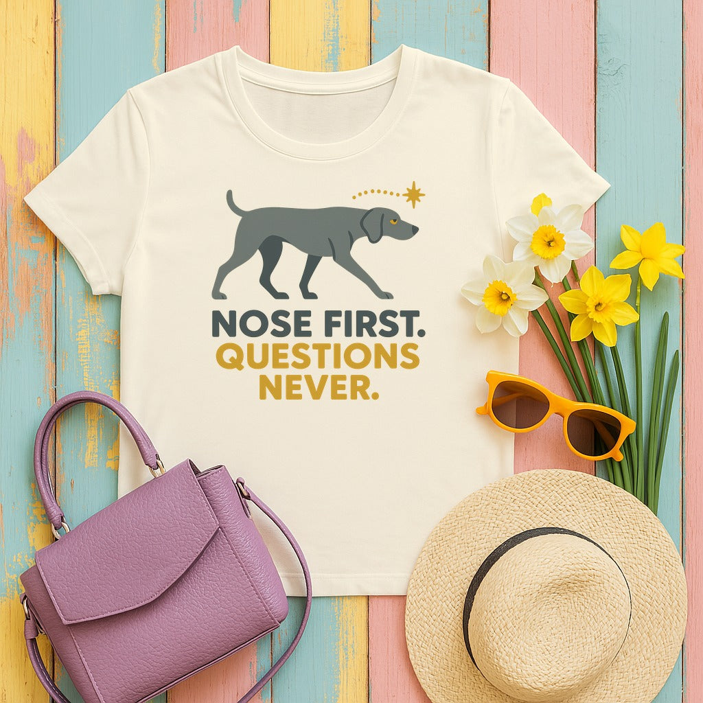 Weimaraner Nose First Tee in Natural