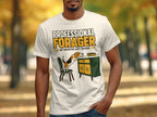 White t-shirt with "Professional Forager" text and beagle dog reaching for bowl.