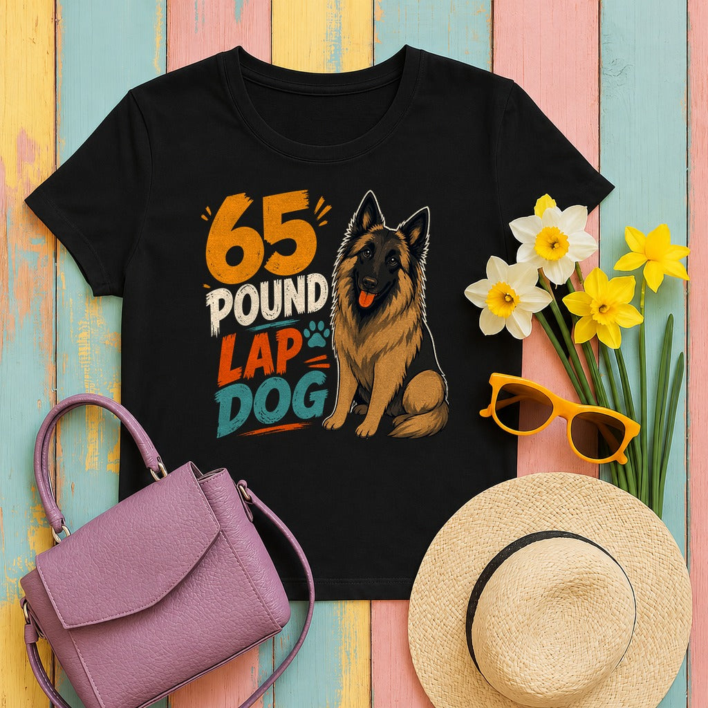65 Pound Lap Dog Tervuren T-Shirt in Black