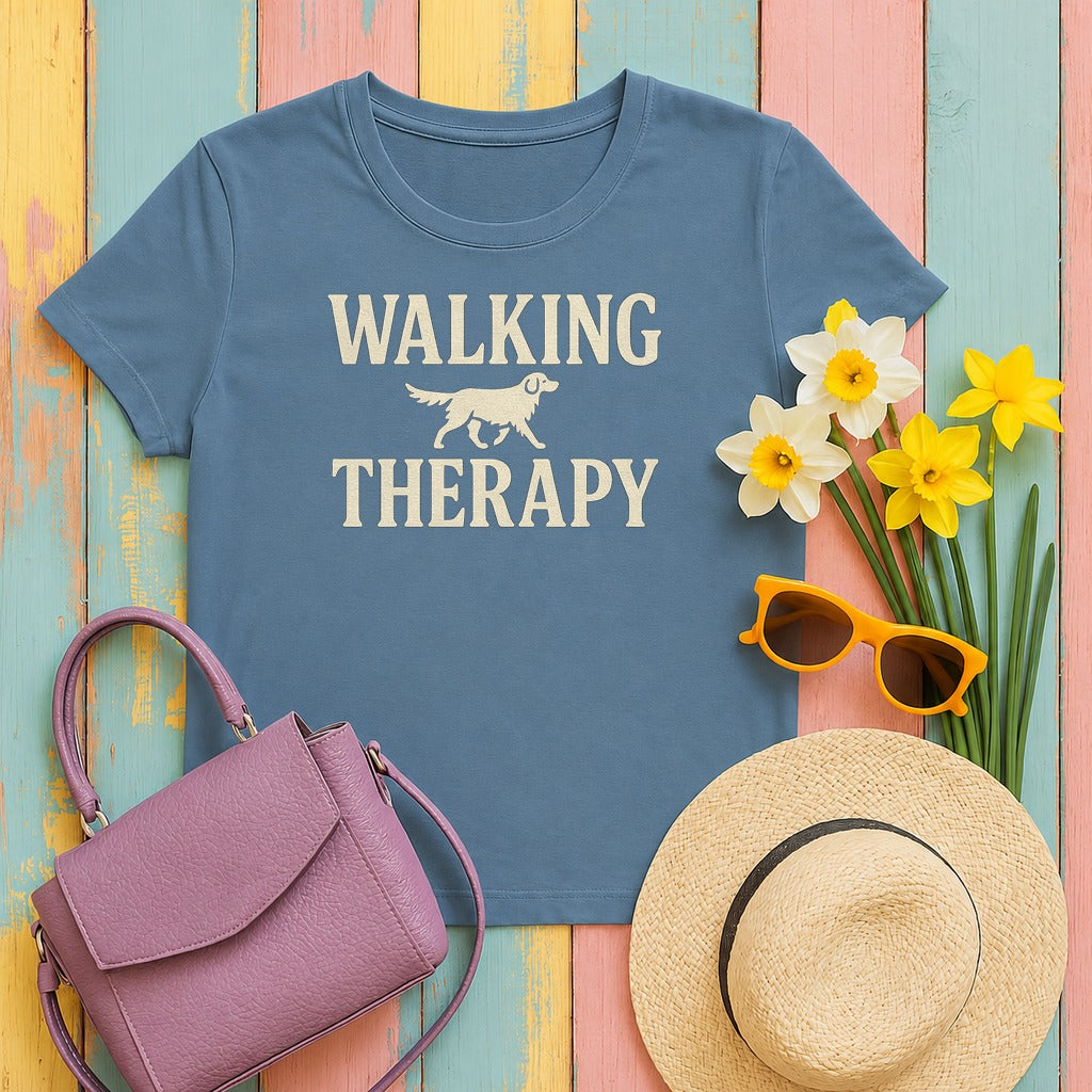 Flat-Coat Walking Therapy Tee in Steel Blue