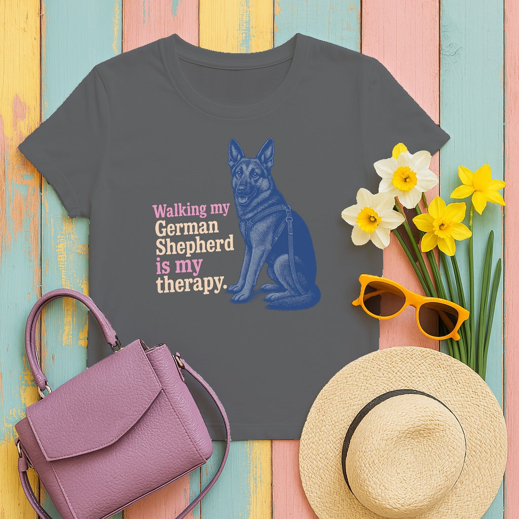 German Shepherd Zen Walker T-shirt in Graphite Heather