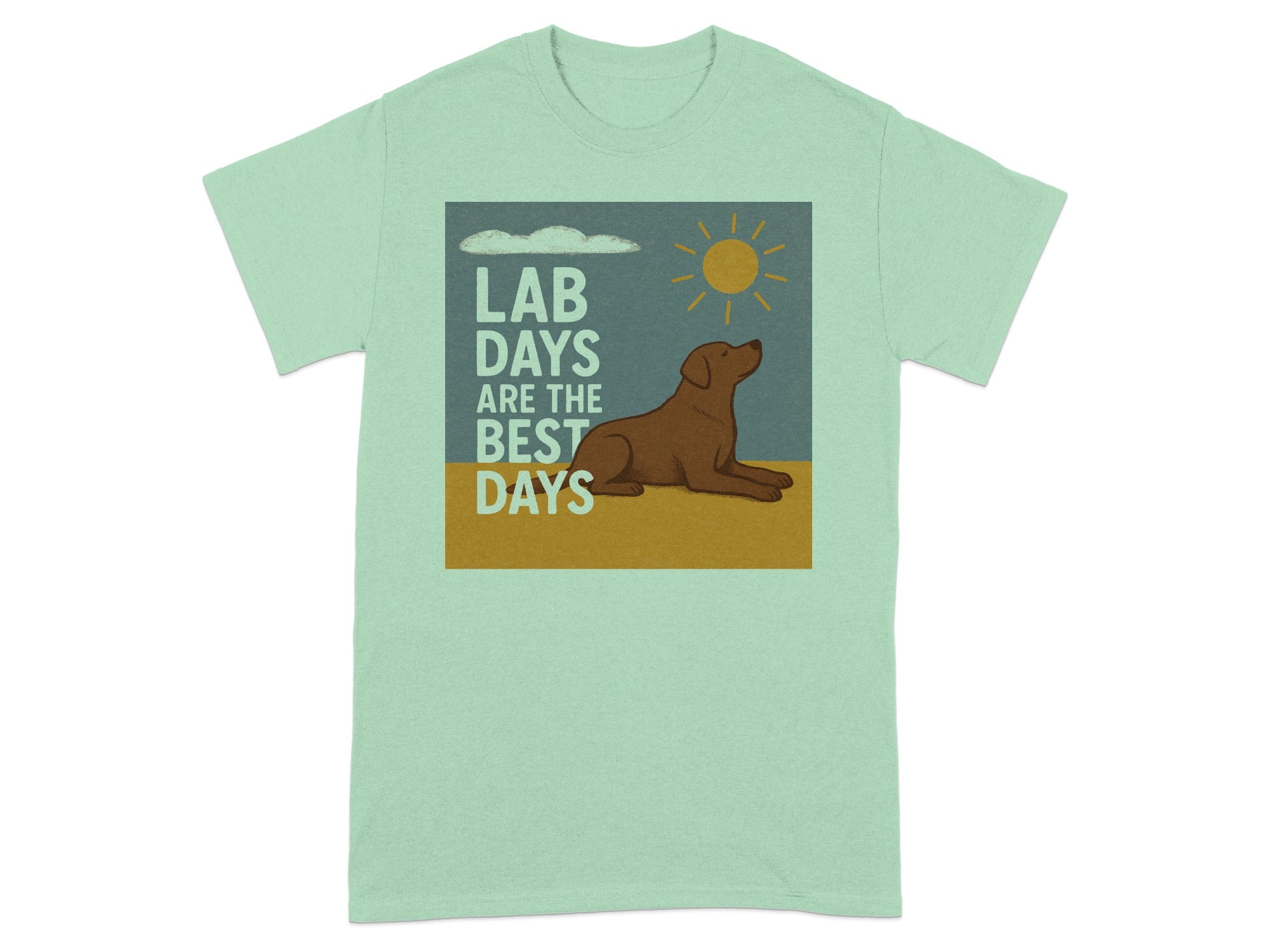 T-shirt with graphic of dog and text "LAB DAYS ARE THE BEST DAYS".