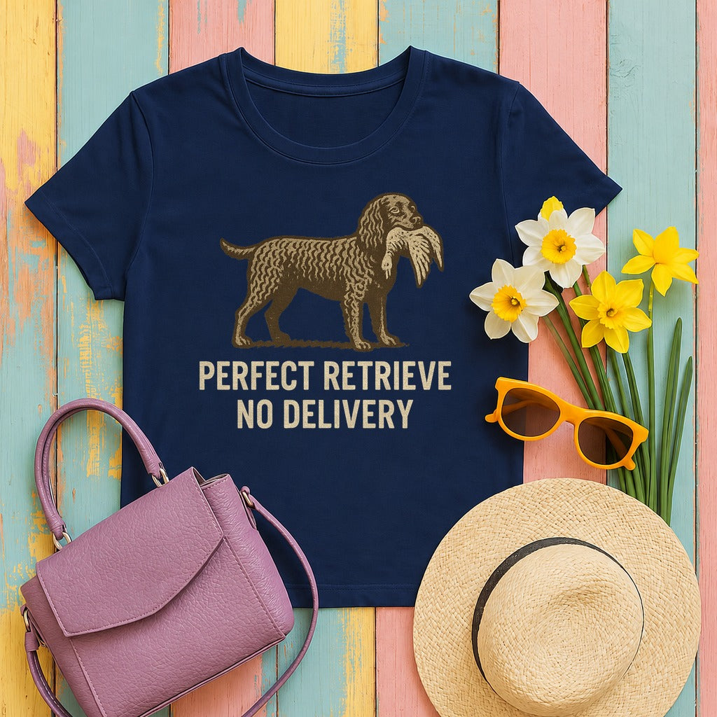 American Water Spaniel Perfect Retrieve No Delivery Tee in Navy