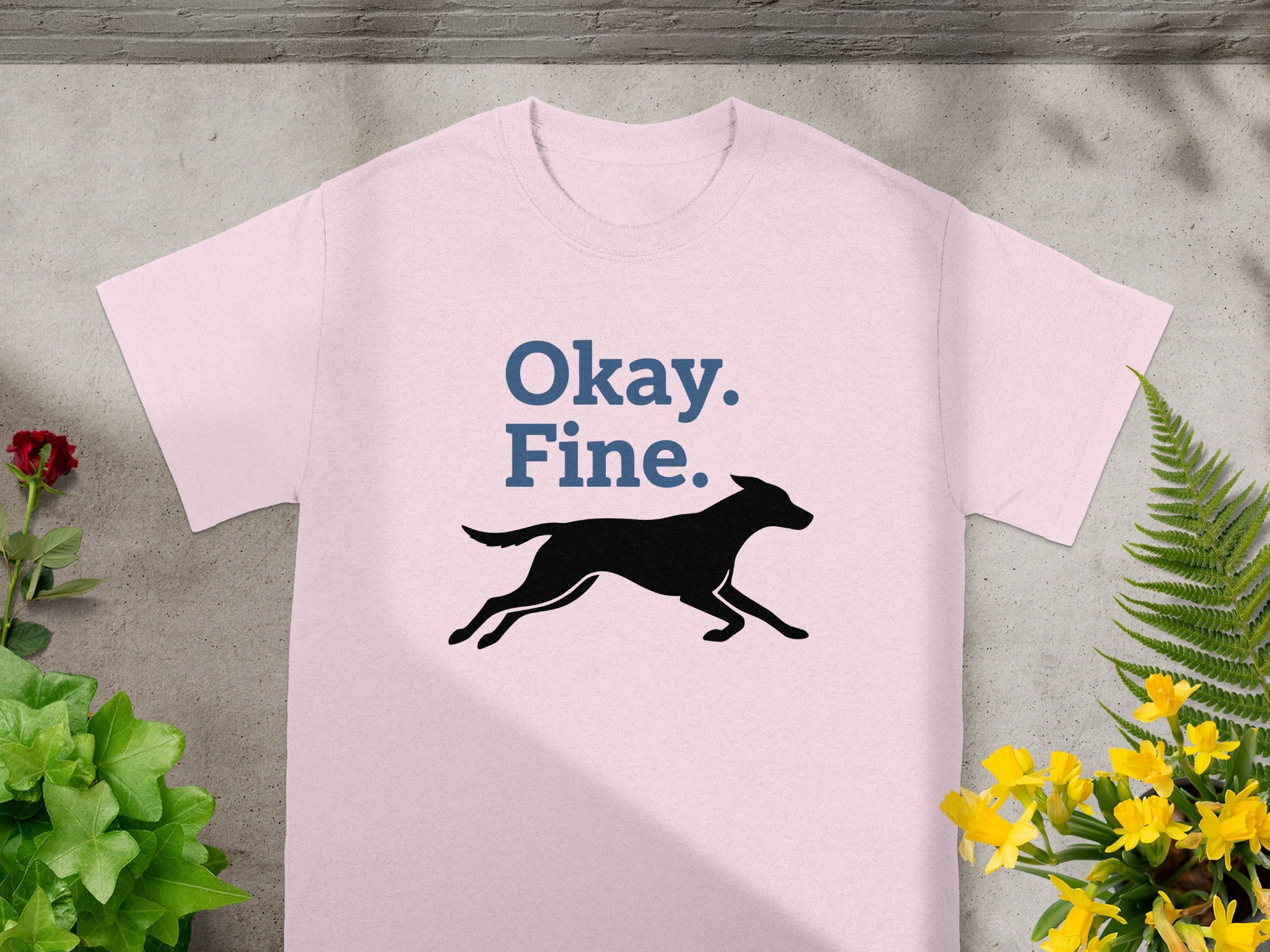 Okay Fine Dog Silhouette Graphic Printed Shirt