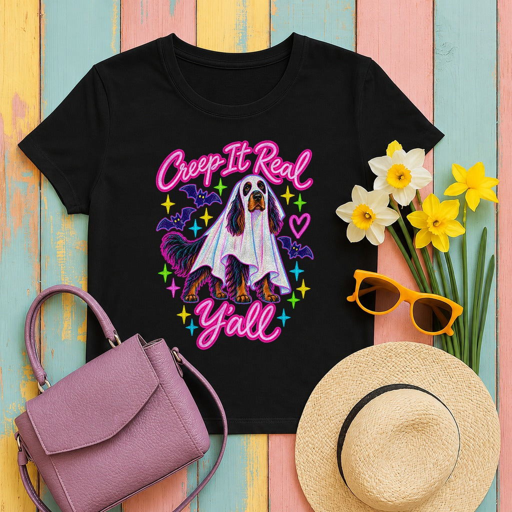 Gordon Setter Creep It Real Y'all t-shirt in Black