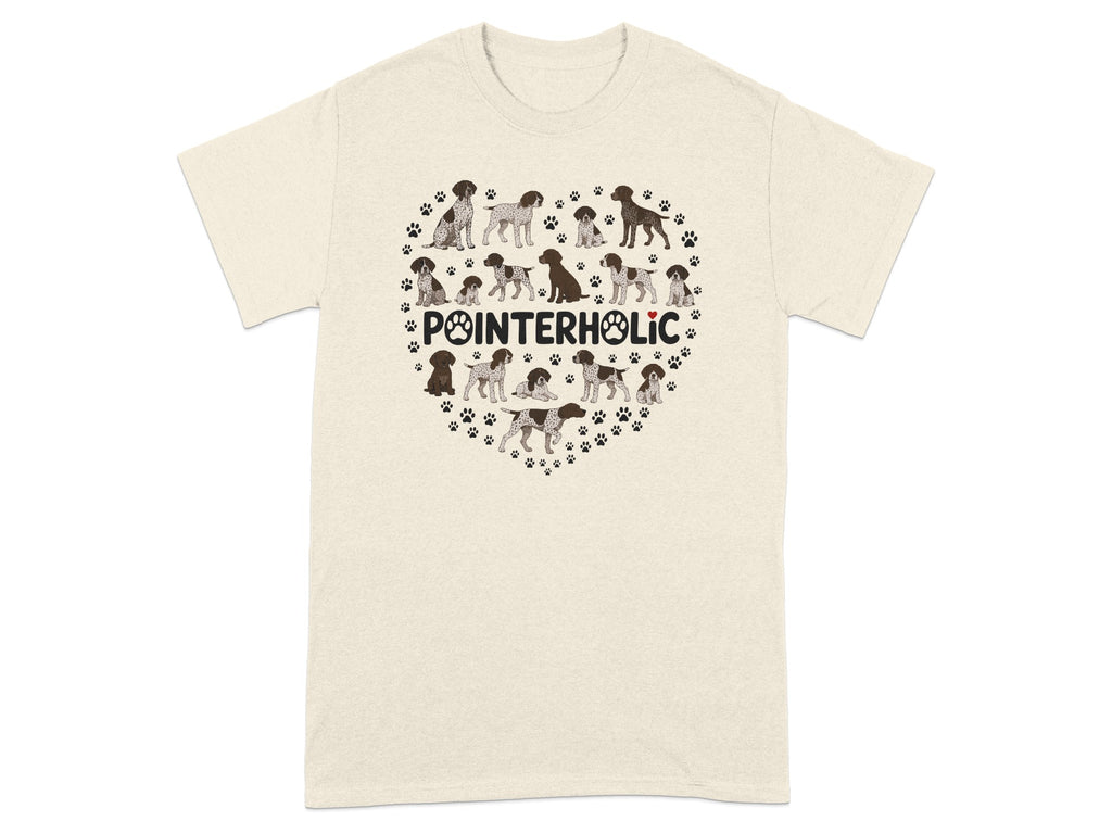 Heart-shaped graphic of German Shorthaired Pointers and paw prints with text.