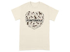 Heart-shaped graphic of German Shorthaired Pointers and paw prints with text.